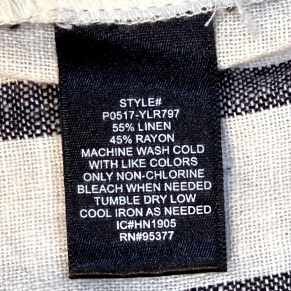 Sanctuary Inland White Black Striped Wide Leg Cropped Linen Coastal Pants 32 NWT - Picture 7 of 10